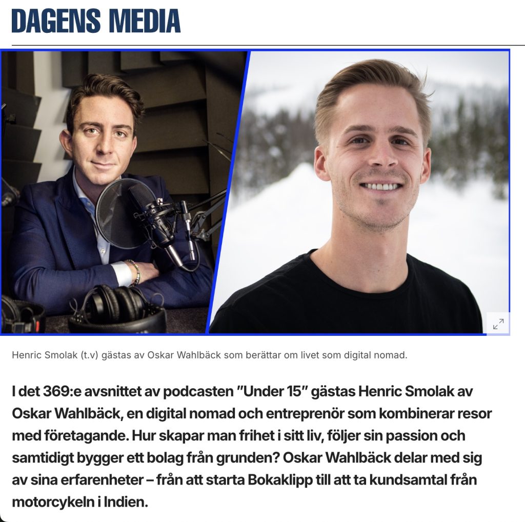 Oskar Wahlbäck gäst i Dagens Media-podcast med Henric Smolak